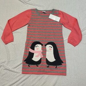 Gymboree Girls 5T Winter Star Penguin Love Friends Sweater Dress Striped NWT